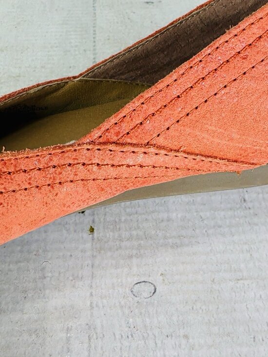 Lucky Brand ALBA Grenadine Hard Rock Orange Leather Square Toe Flat Shoe Sz 6 M - Picture 15 of 16